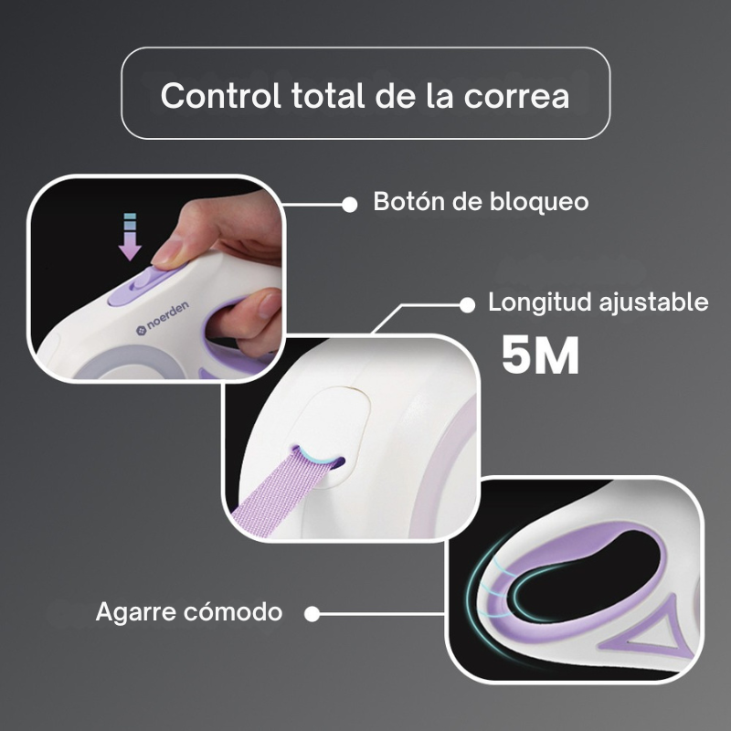 Correa Flexi LED perros iluminación nocturna paseo seguro