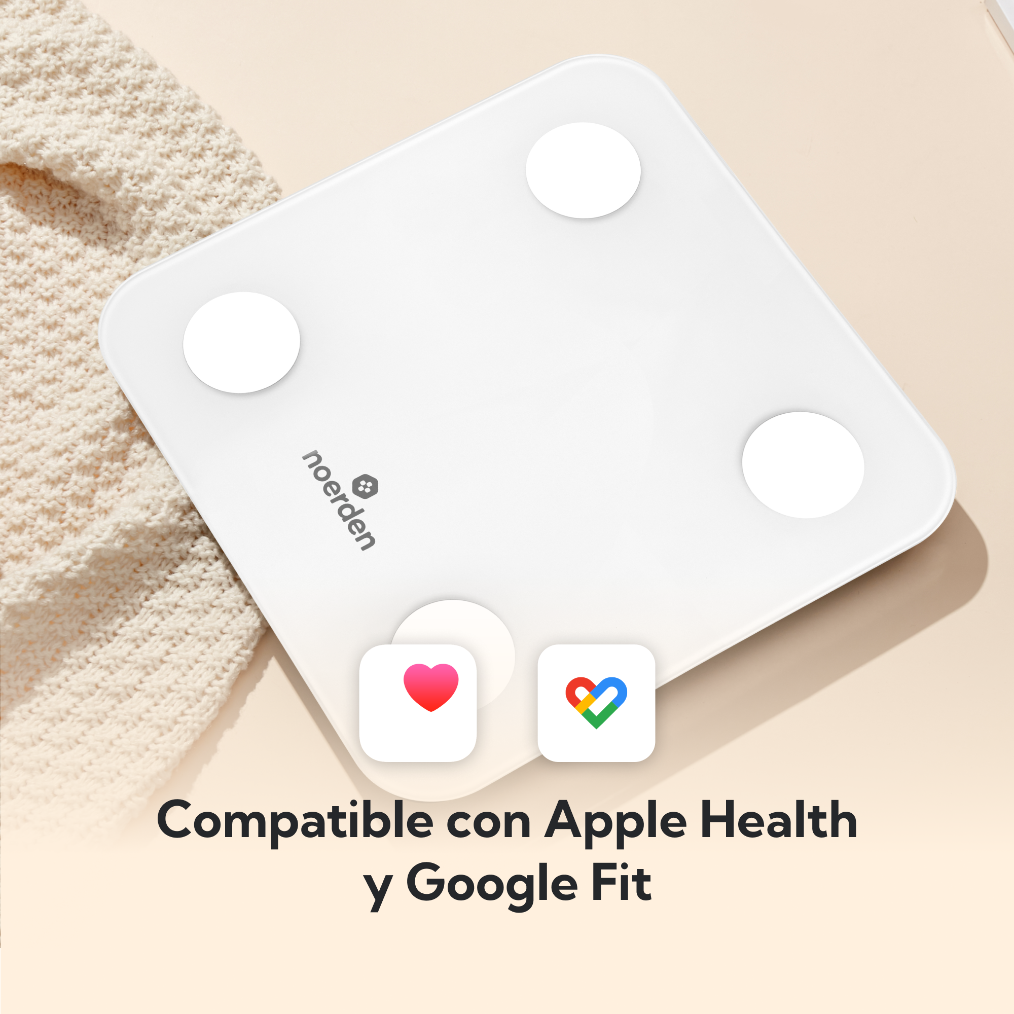 NOERDEN MINIMI+ Blanco | Báscula Inteligente con Bioimpedancia y 16 Métricas Corporales
