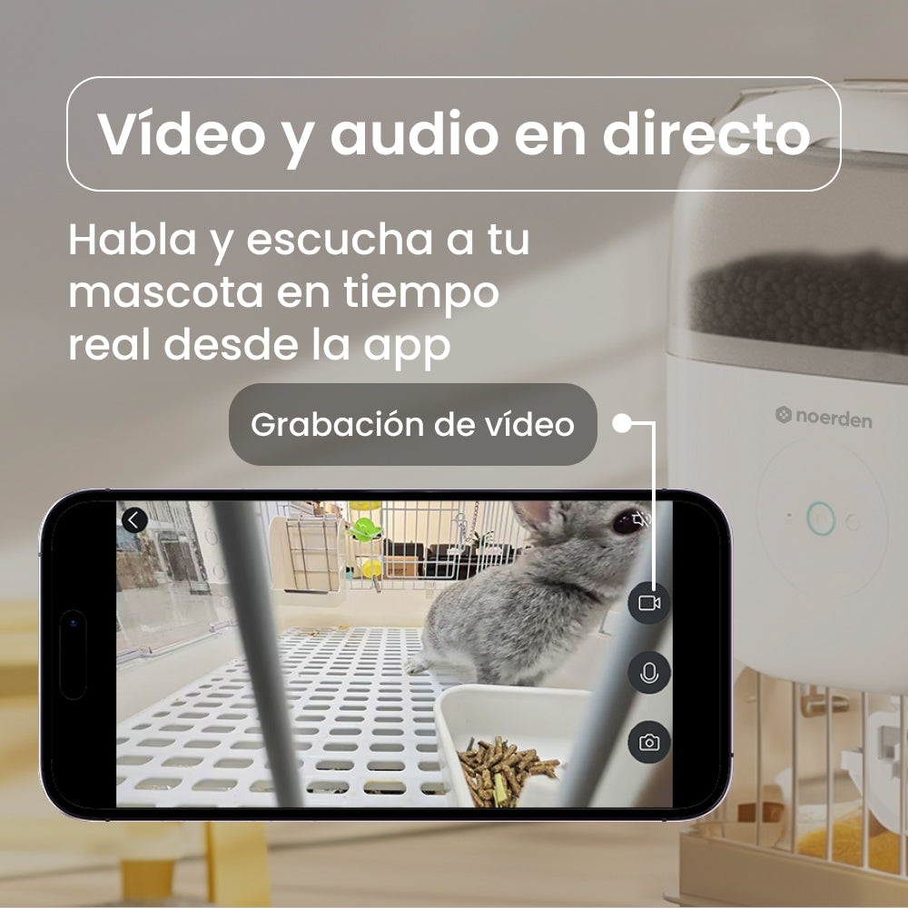 NOERDEN HOPPY | Alimentador Automático para Mascotas con Cámara HD WiFi y Audio Bidireccional