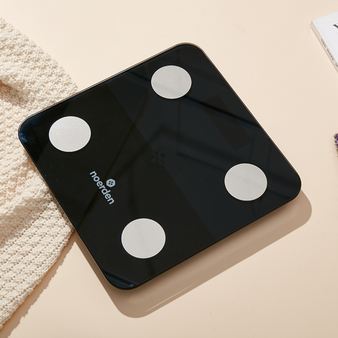 MINIMI+ Negro báscula pantalla métricas corporales app