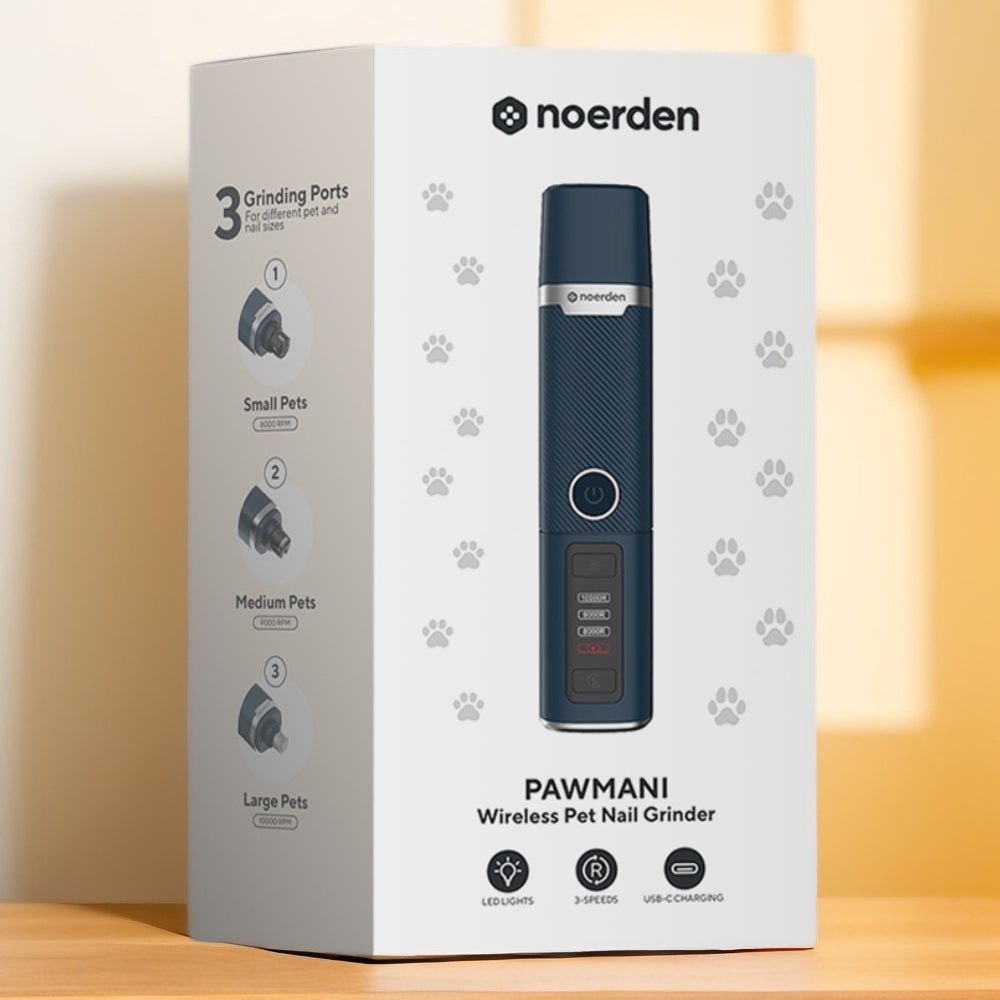 NOERDEN PAWMANI | Lima Eléctrica Silenciosa para Uñas de Mascotas - LED Dual 3 Velocidades