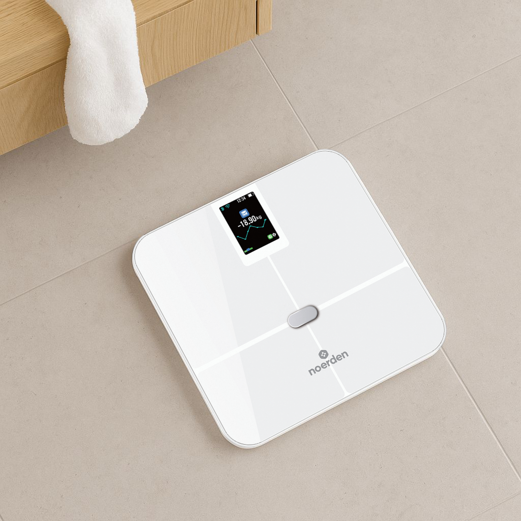 SENSORI+ Blanco white smart device display showing metrics and interface