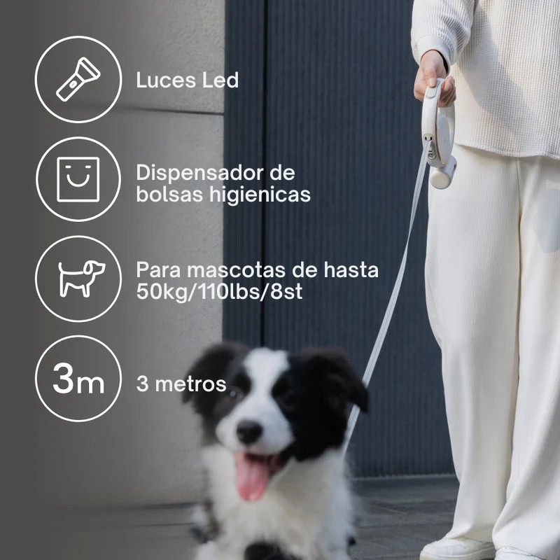 LUMI LEASH correa perros reflectante visibilidad nocturna
