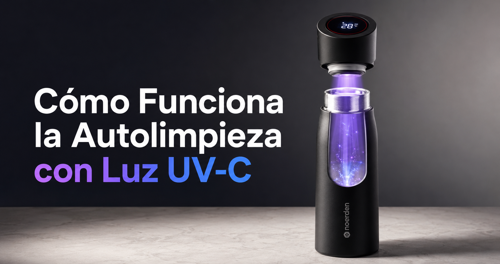 ¿Cómo funciona la autolimpeza con luz UV-C de Noerden para la botella LIZ+