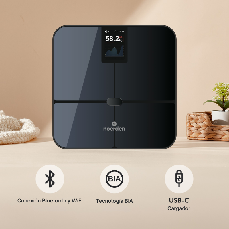 SENSORI+ Negro: Báscula Inteligente WiFi con Análisis Biométrico de 19 Métricas