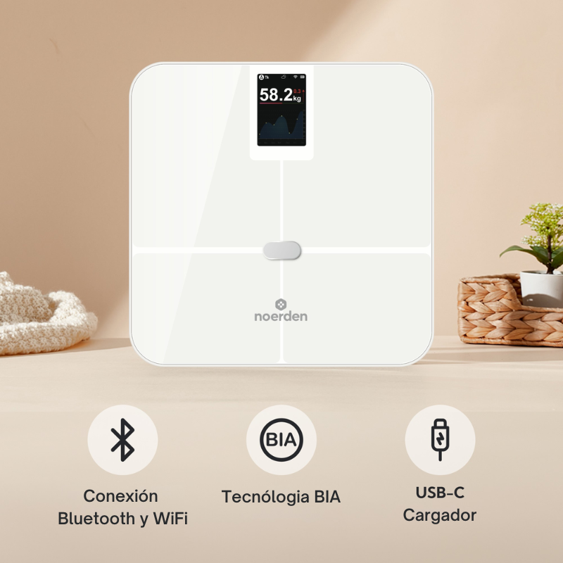 SENSORI+ Blanco: Báscula Inteligente WiFi con Análisis Biométrico de 19 Métricas