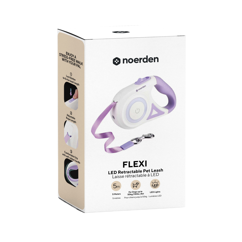 NOERDEN Correa Retráctil para Perros 5m con LED Recargable | Luz Frontal y Reflectante