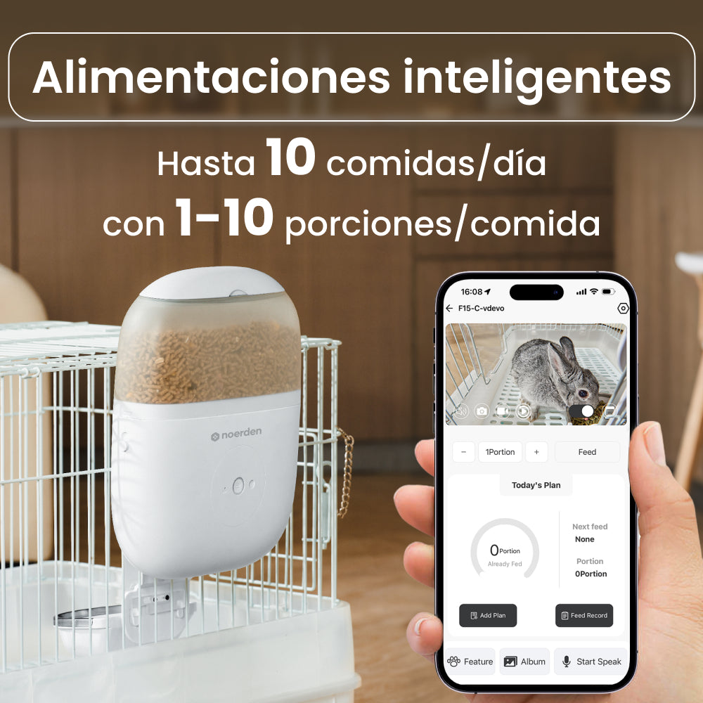 NOERDEN HOPPY | Alimentador Automático para Mascotas con Cámara HD WiFi y Audio Bidireccional