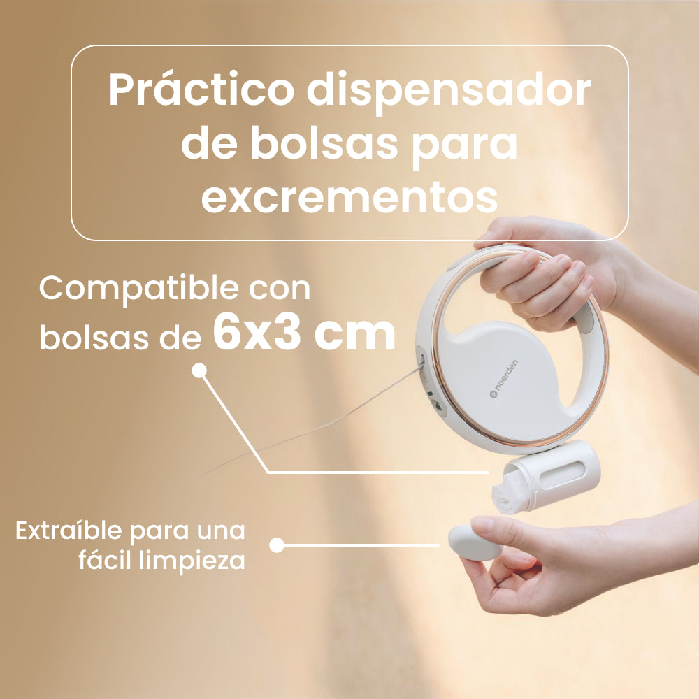 NOERDEN LUMI LEASH | Correa Retráctil 4 en 1 para Perros con Linterna LED Recargable USB-C