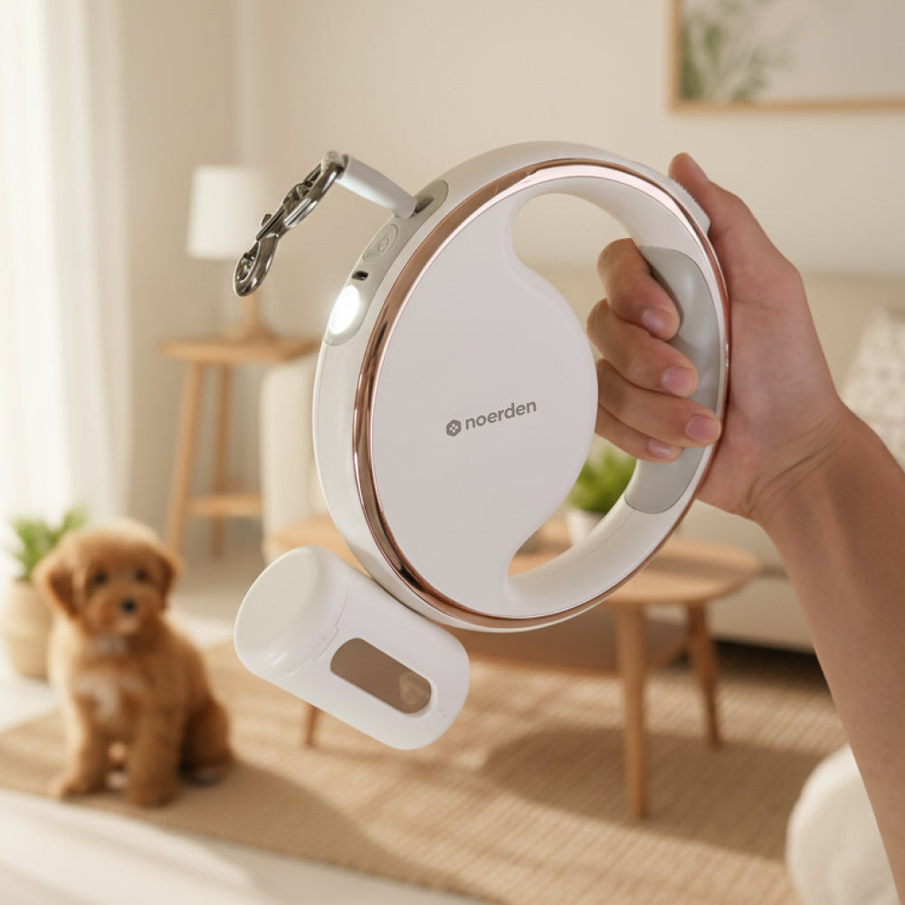 NOERDEN LUMI LEASH | Correa Retráctil 4 en 1 para Perros con Linterna LED Recargable USB-C