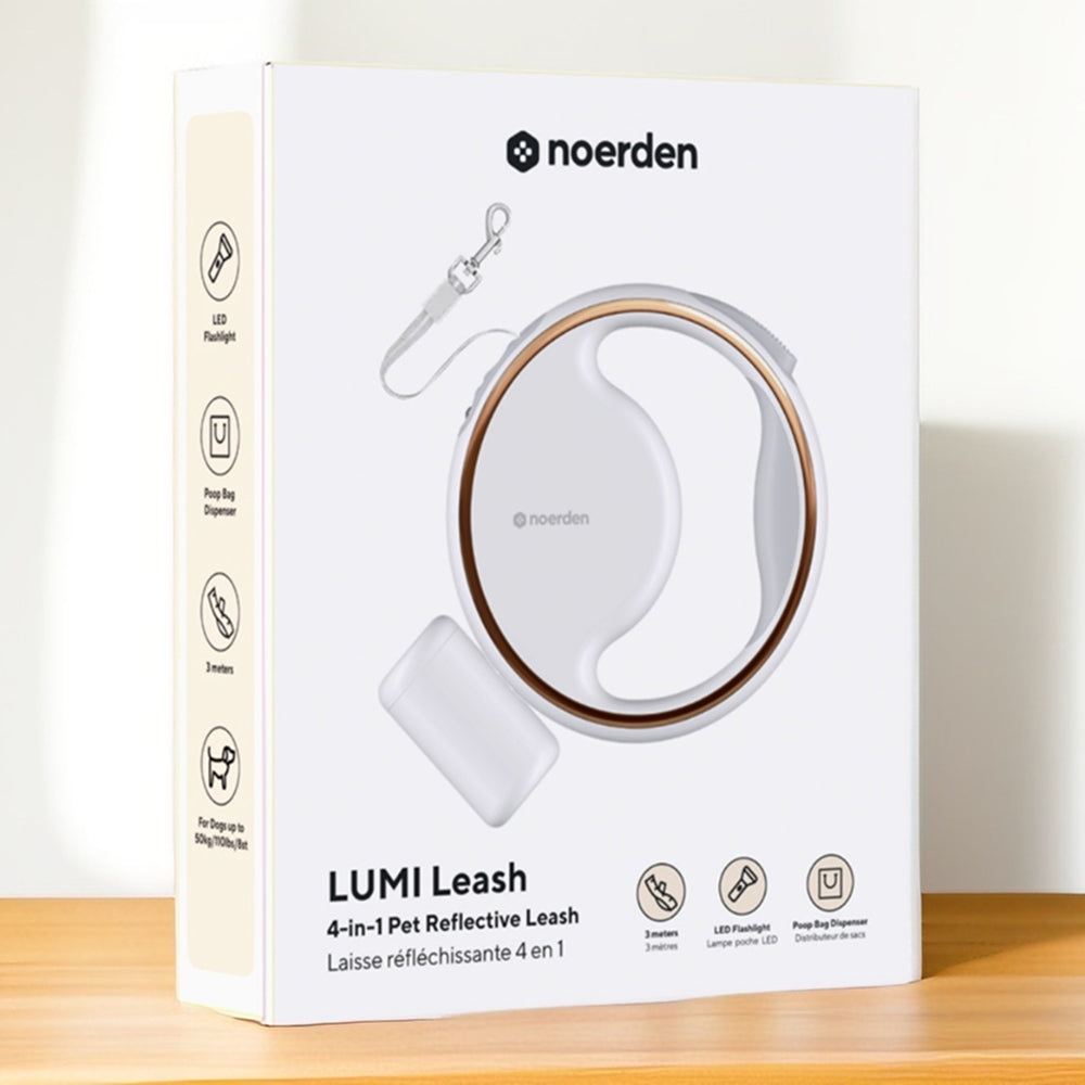 NOERDEN LUMI LEASH | Correa Retráctil 4 en 1 para Perros con Linterna LED Recargable USB-C