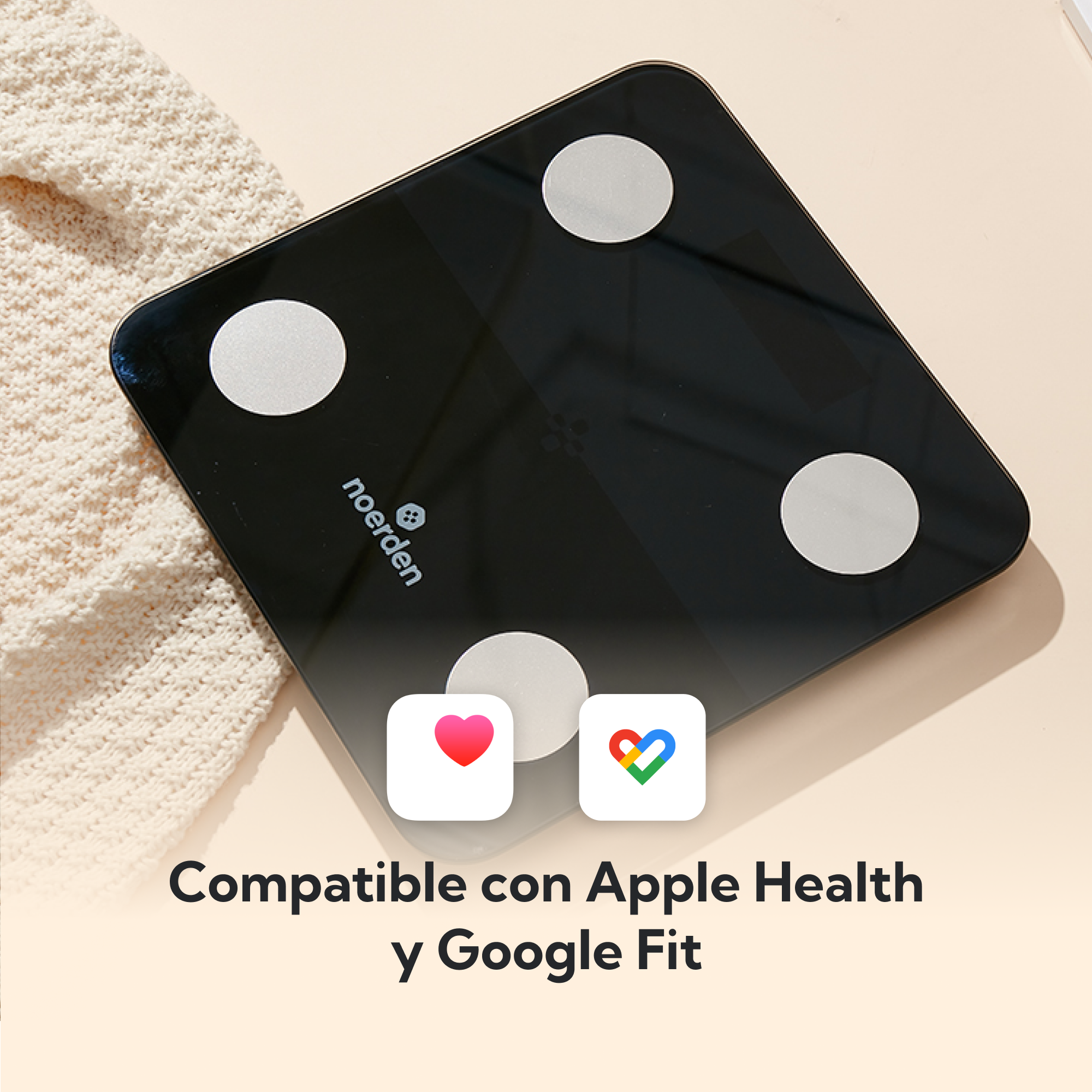 NOERDEN MINIMI+ Negro | Báscula Inteligente con Bioimpedancia y 16 Métricas Corporales