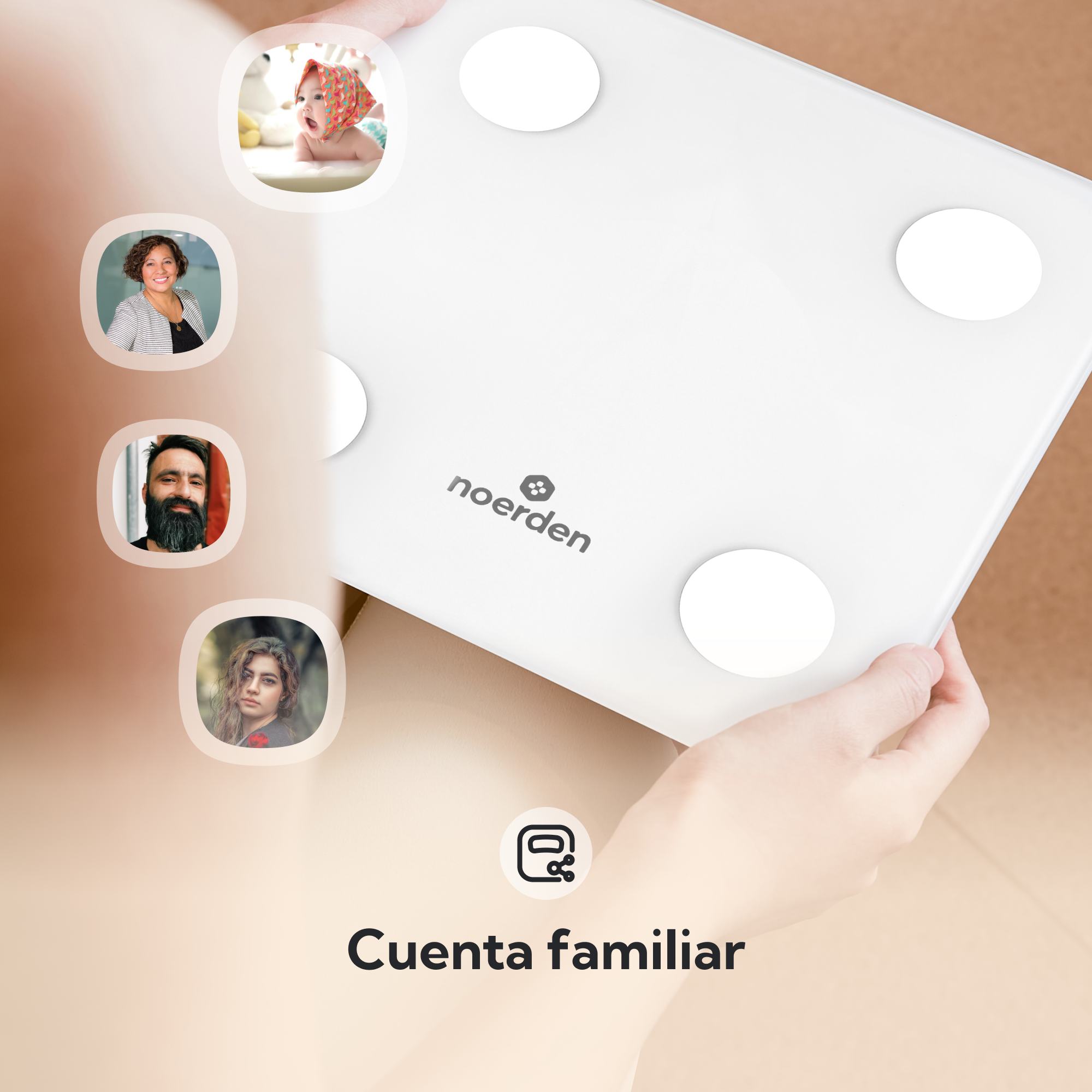 NOERDEN MINIMI+ Blanco | Báscula Inteligente con Bioimpedancia y 16 Métricas Corporales