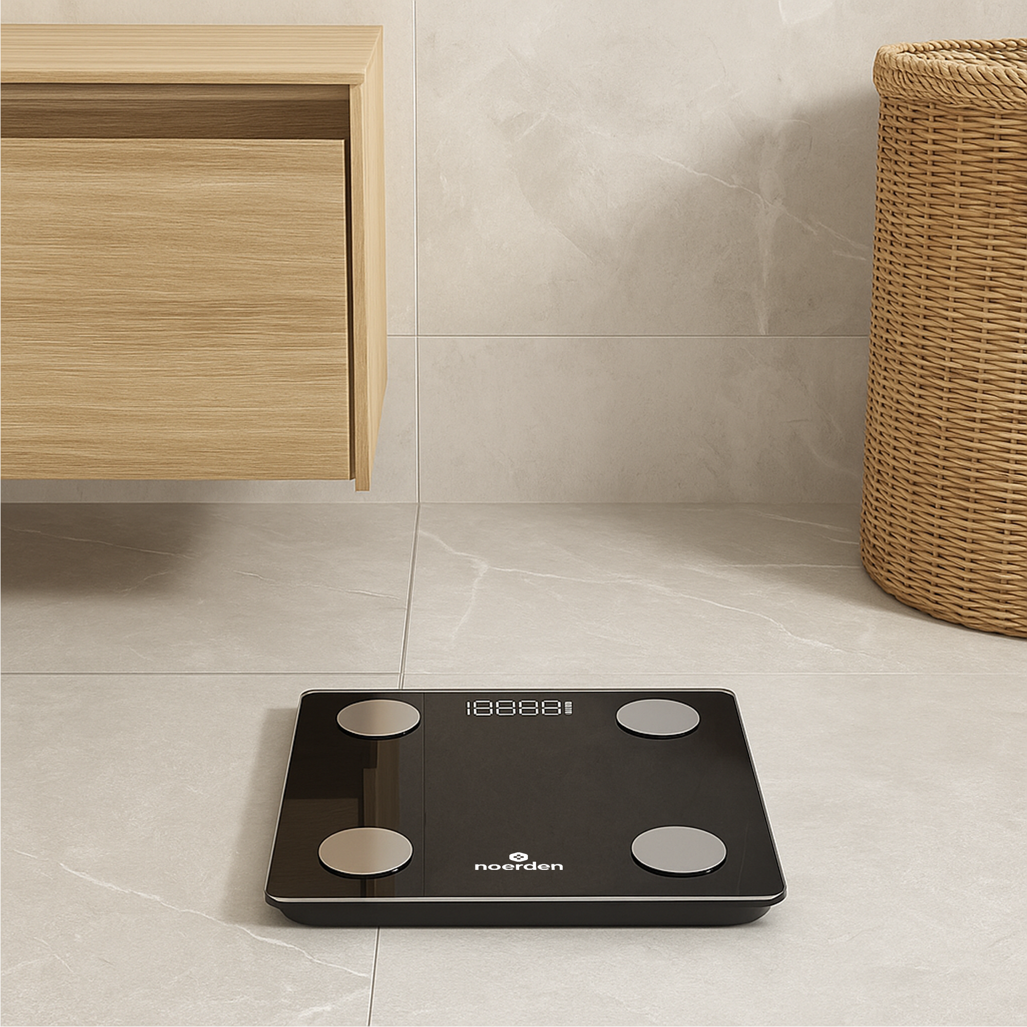 Báscula Inteligente VITA Negro black smart device display showing metrics and interface