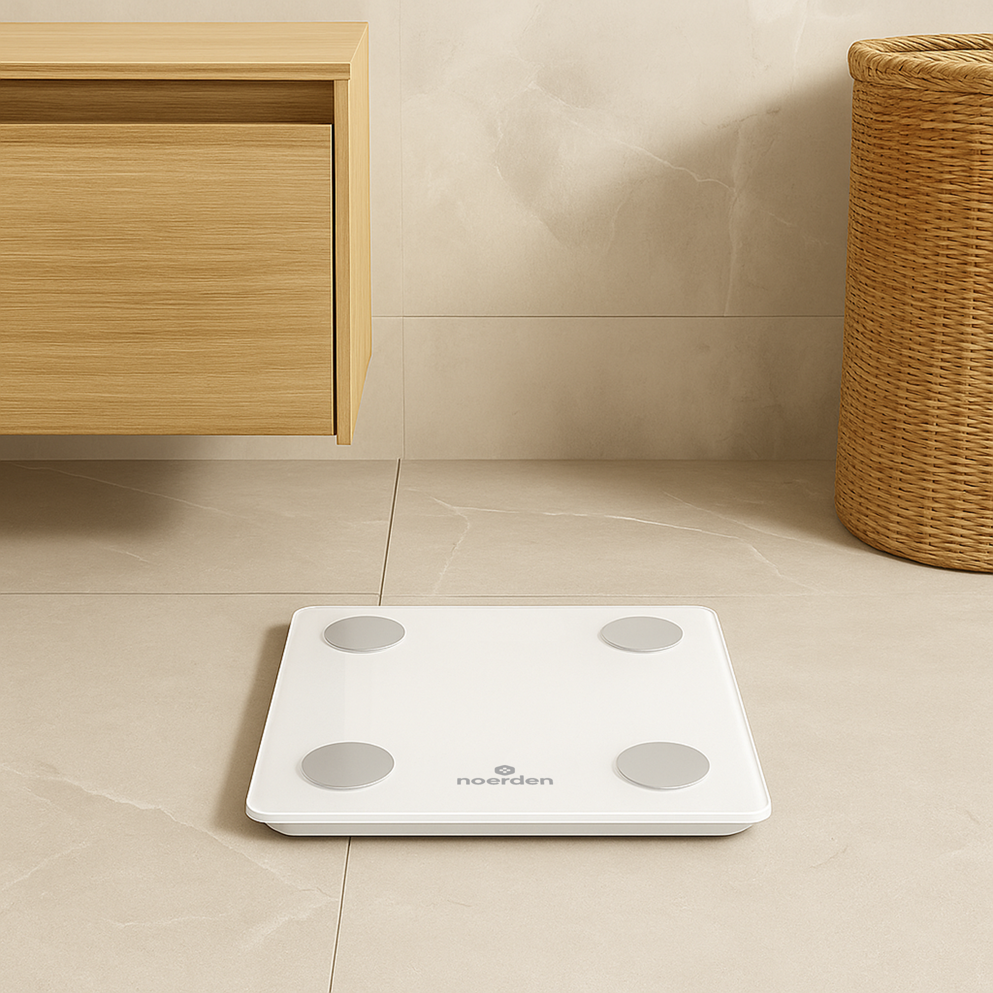 NOERDEN VITA Blanco | Báscula Inteligente Bluetooth con 13 Métricas de Composición Corporal